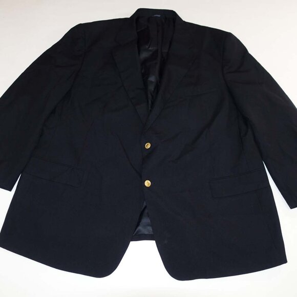 CM Silver Men's Blazer Size 54 Regular Navy Blue Wool 54R 2 Button Jacket Lined - Picture 1 of 9